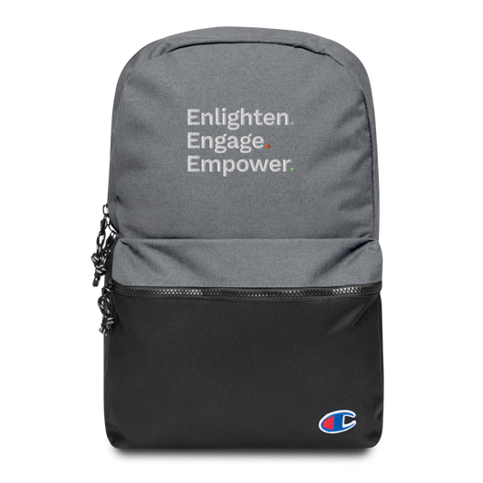Enlighten. Engage. Empower. Champion Backpack