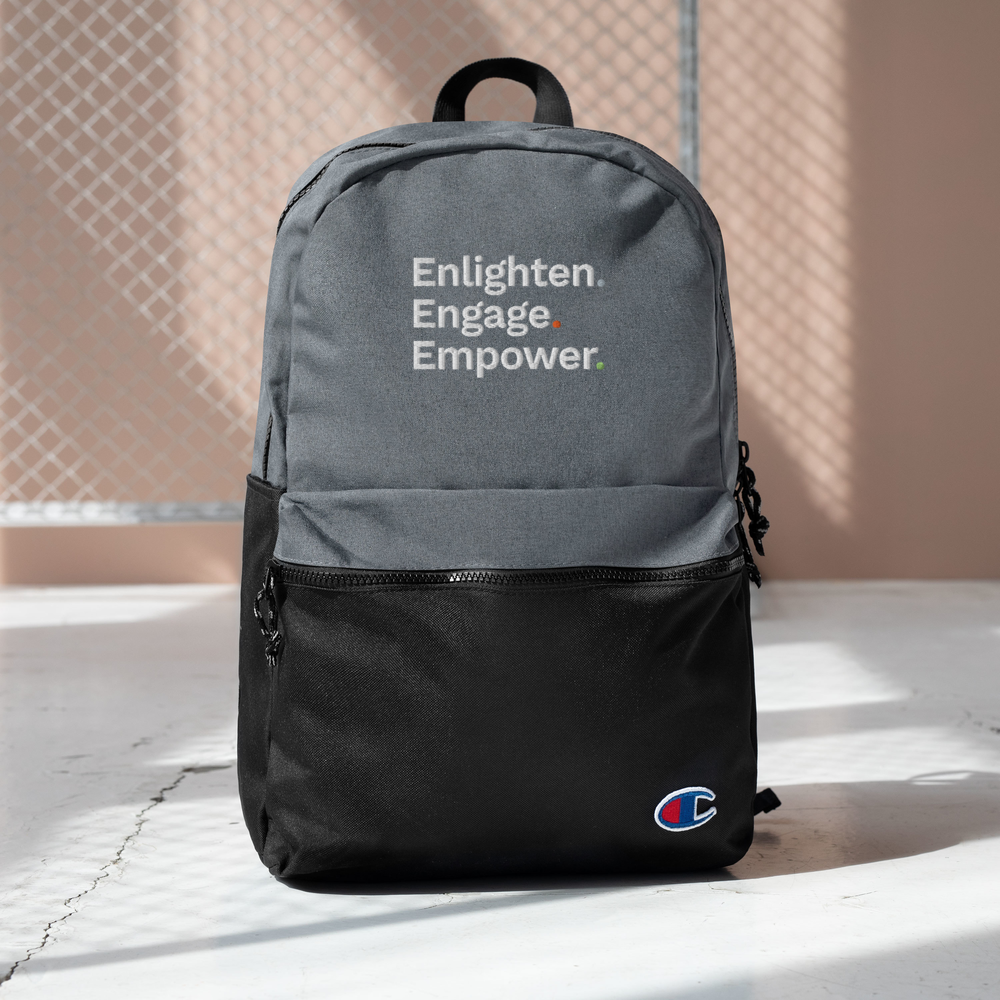 Enlighten. Engage. Empower. Champion Backpack