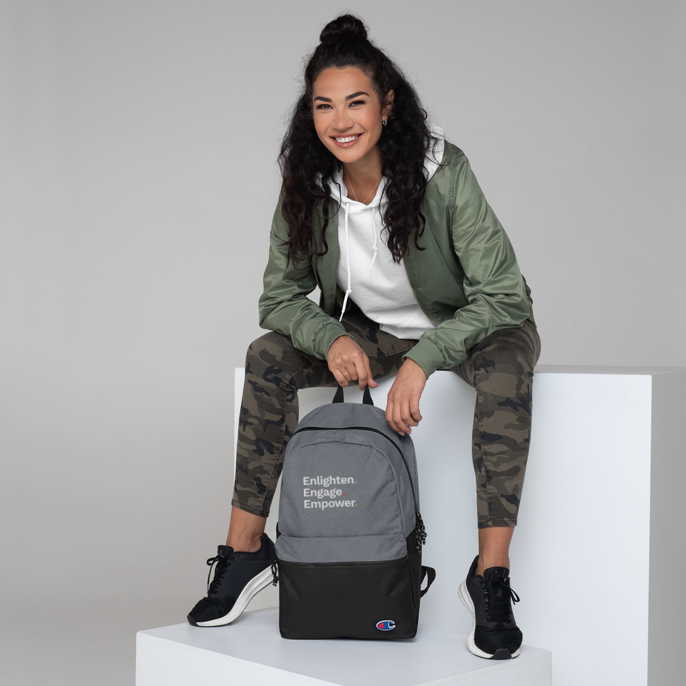 Enlighten. Engage. Empower. Champion Backpack