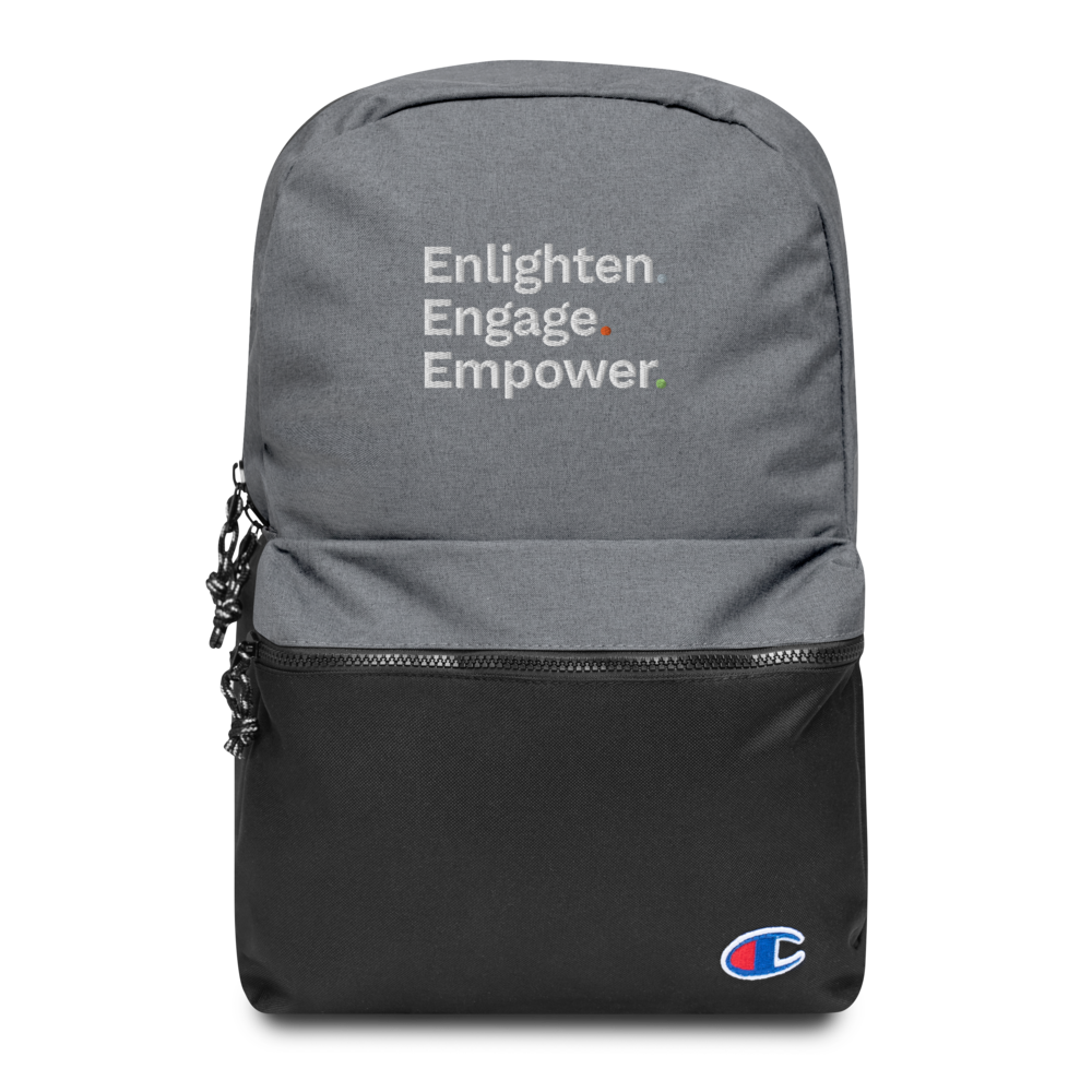 Enlighten. Engage. Empower. Champion Backpack